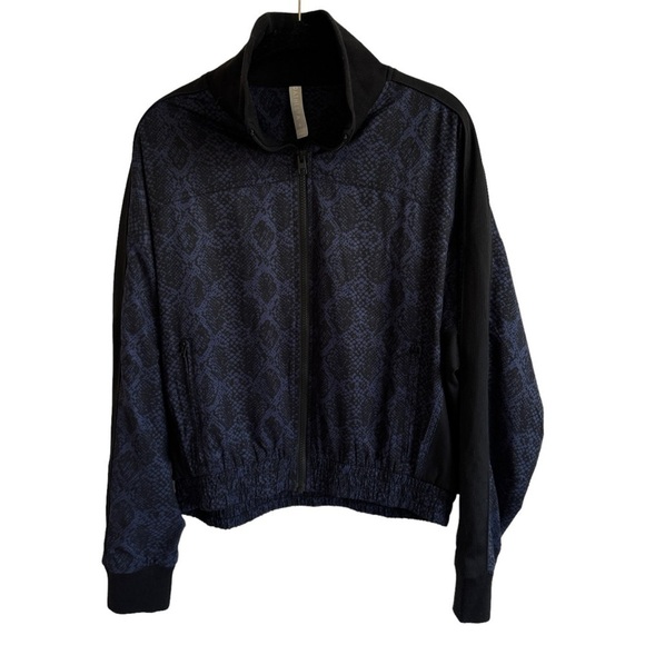 Athleta Brooklyn Python Print Track Bomber Full Zip Jacket, Size S - Picture 2 of 9